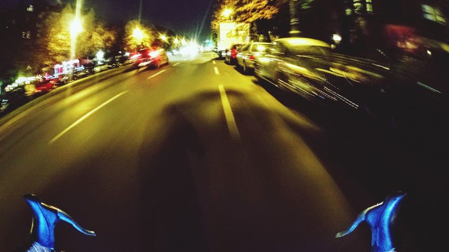 Blurred motion of city street at night