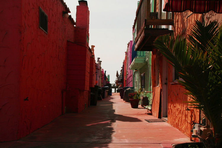 Narrow alley along buildings