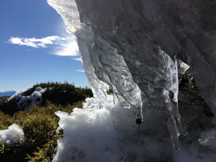 Frozen lake against sky