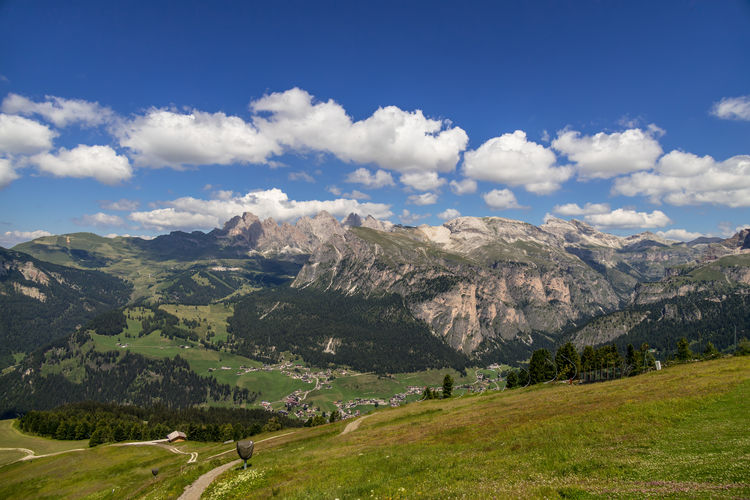 View of the dolomites near selva, south tyrol, italy