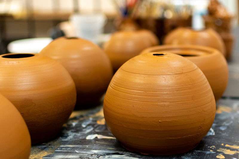 Clay pots for storing drinking water and objects