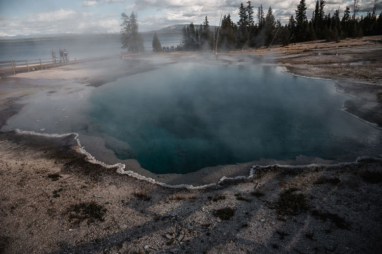 Scenic view of hot spring 
