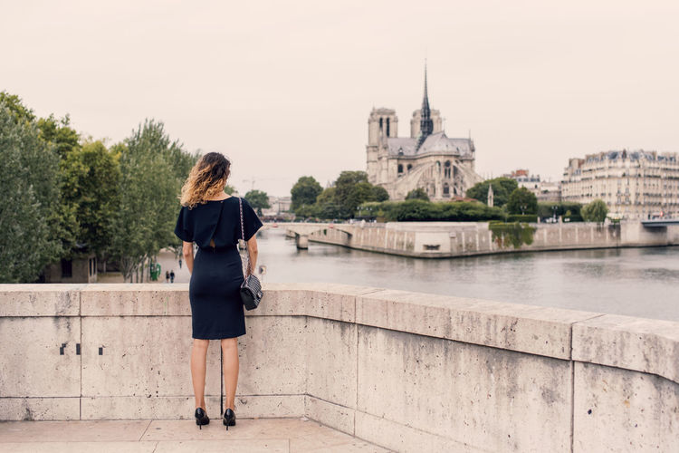 Rear view of woman in paris