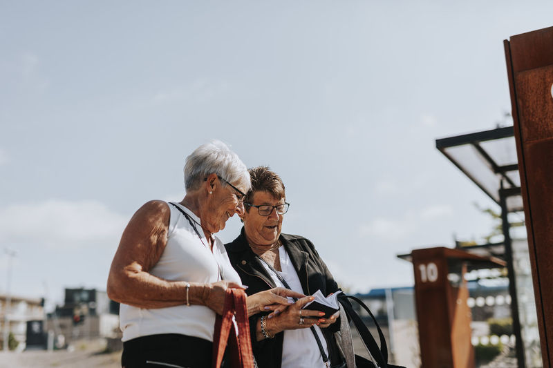 Senior women walking together