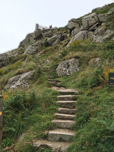 Low angle view of stone steps on hill