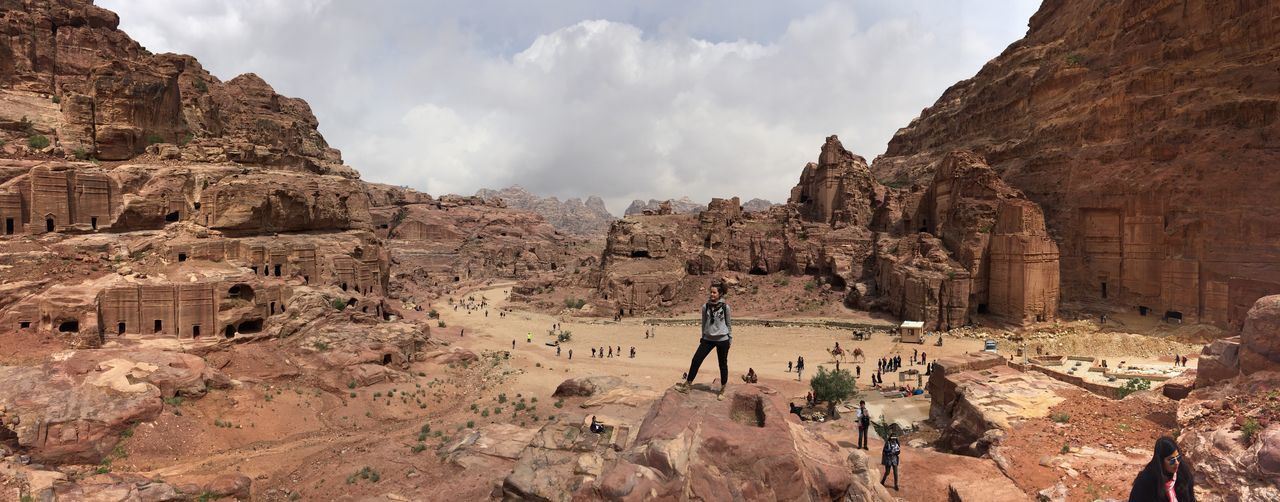 Panoramic shot of person in petra 