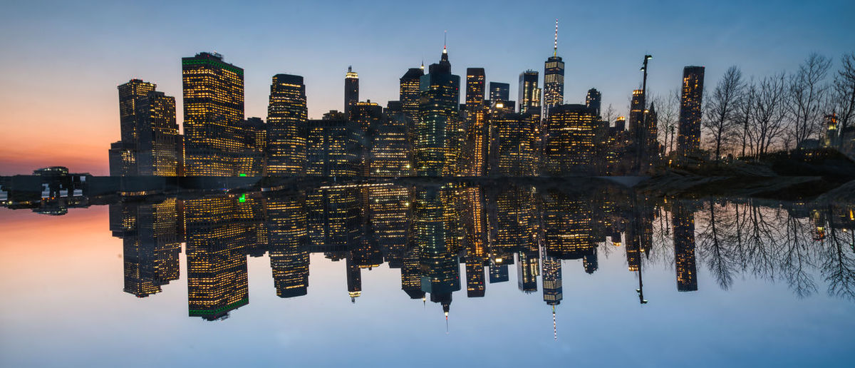 Reflection of buildings in city
