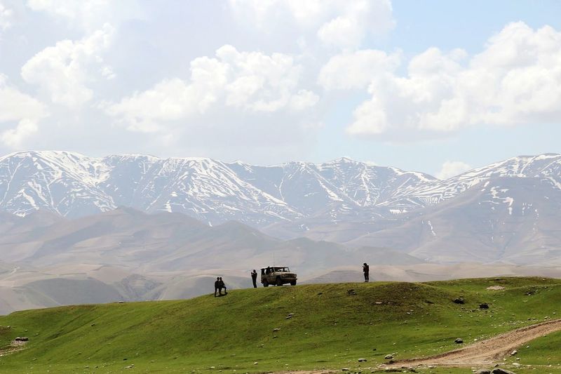 Scenic view of mountains against sky