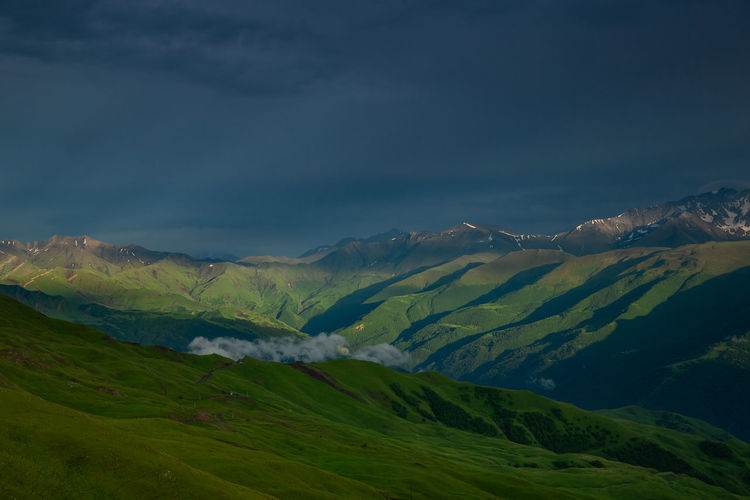 Mountains of chechnya in the caucasus in summer