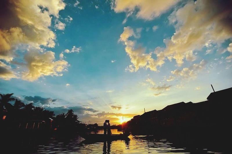 Scenic view of sea at sunset