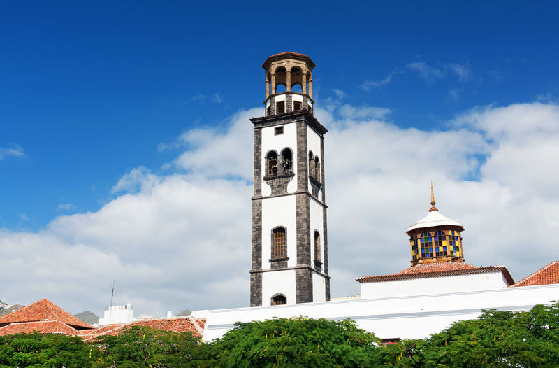 Low angle view of iglesia de la concepcion against blue sky