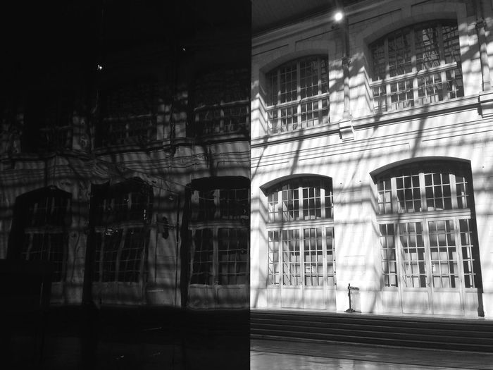 Illuminated building at night