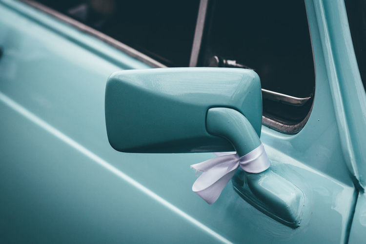 Close up of car on wedding day 