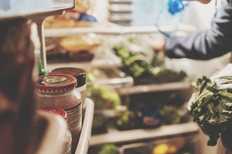 Fresh market foods in refrigerator