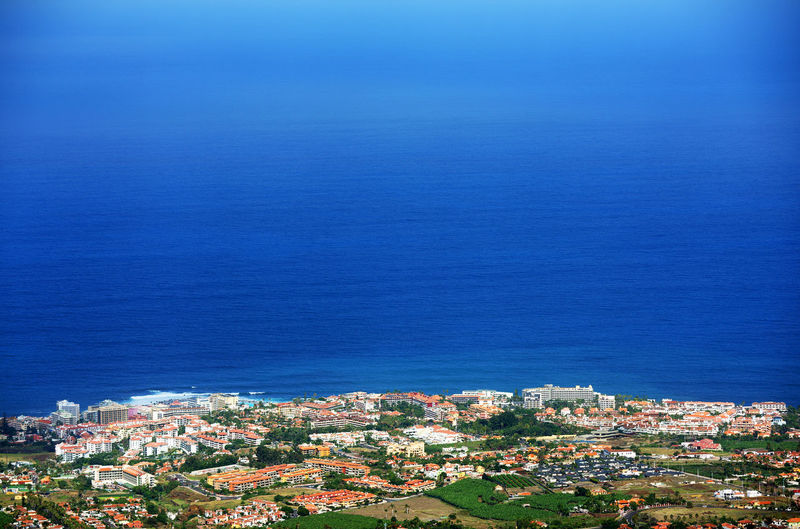 La orotava town at tenerife by blue sea