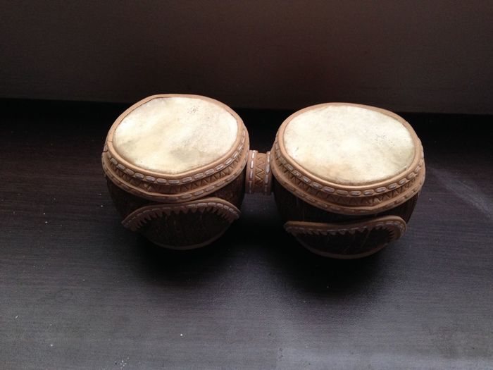 Close-up of bongo drum on table