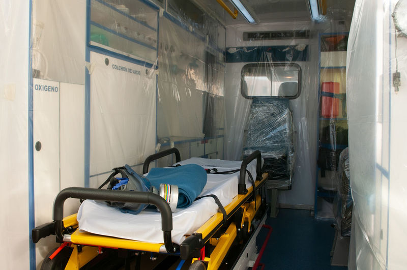 Ambulance bed for virus or pandemic isolated