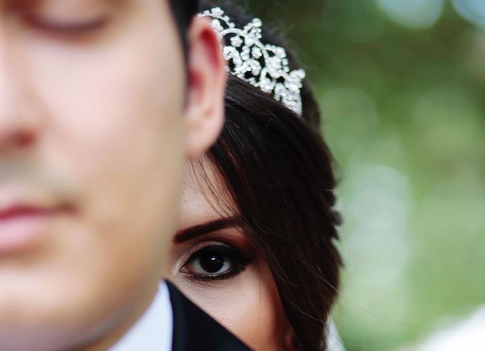Cropped image of bride with groom