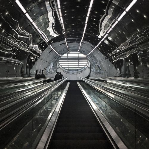 Low angle view of escalator at subway station
