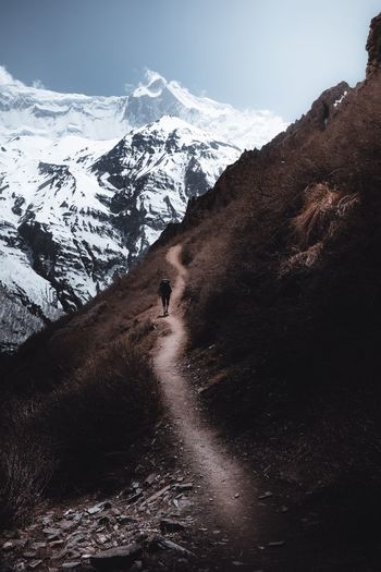 Scenic view of snowcapped mountain against sky