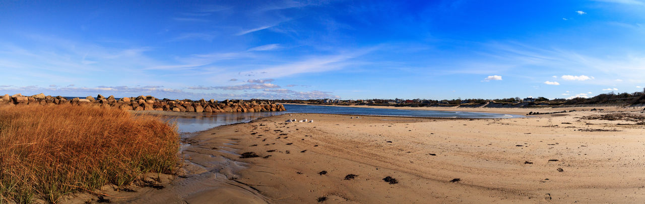 Scenic view of beach against sky