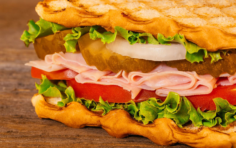 Close-up of sandwich on table