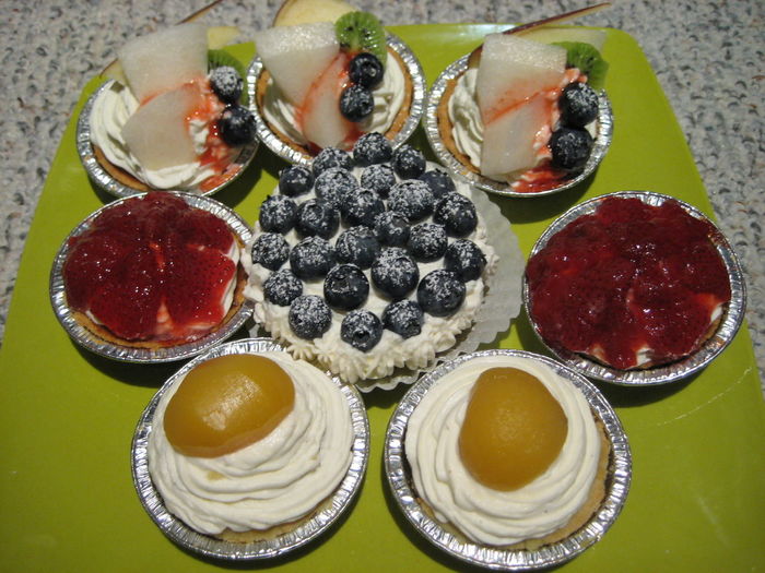 High angle view of cupcakes on table