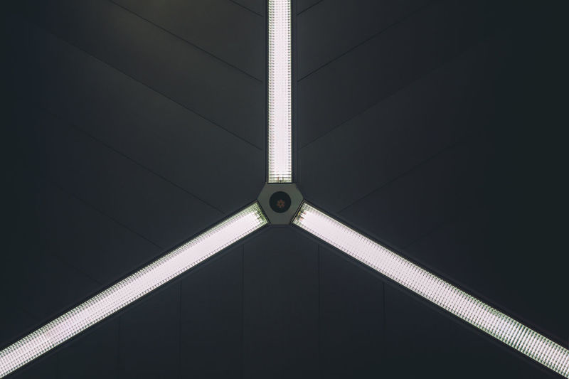 Low angle view of illuminated ceiling in building