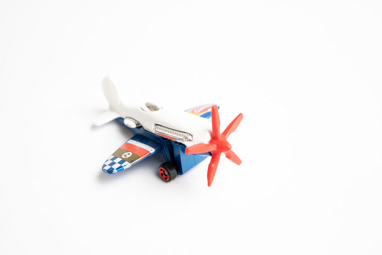 High angle view of toy on white background