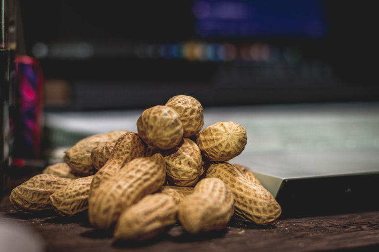 Close-up of  peanuts on table