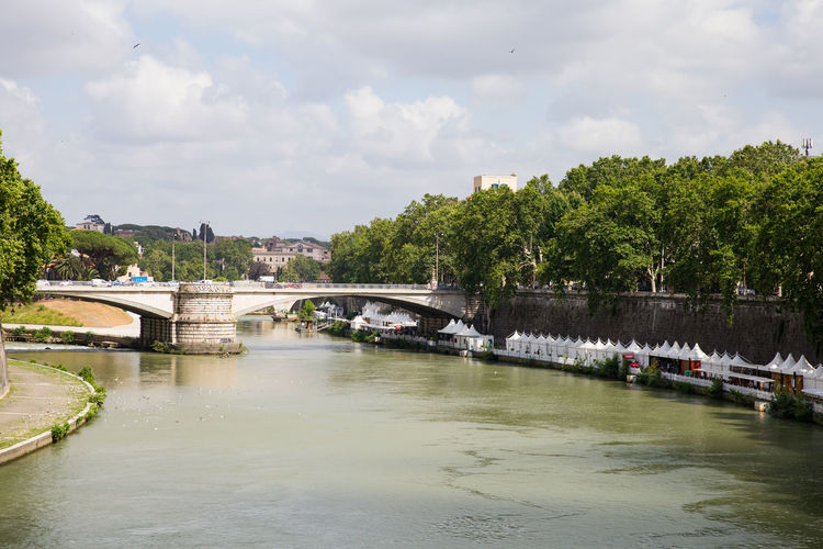 Bridge over river against sky