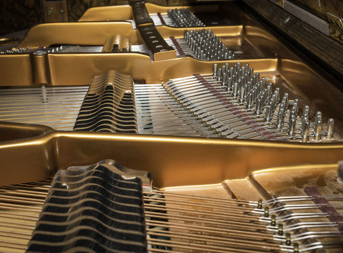 High angle view of piano keys