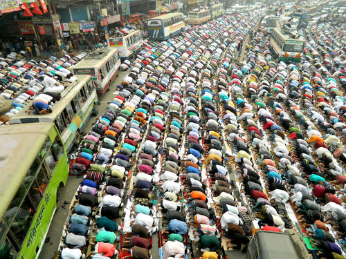 High angle view of people during bishwa ijtema