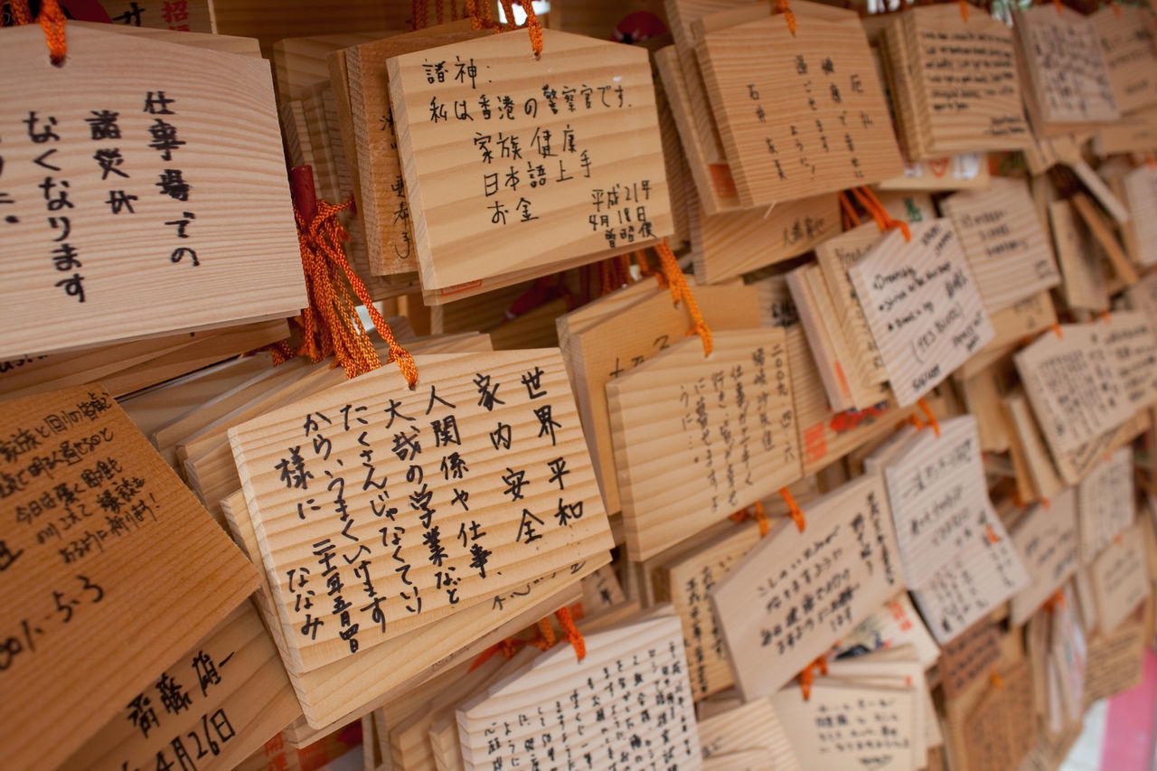 Full Frame Shot Of Text On Small Wooden Id