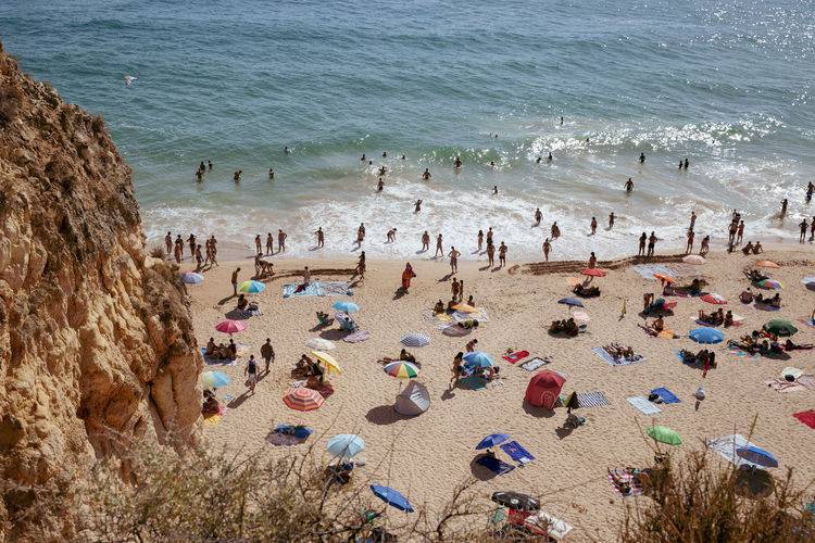 High angle view of people at beach