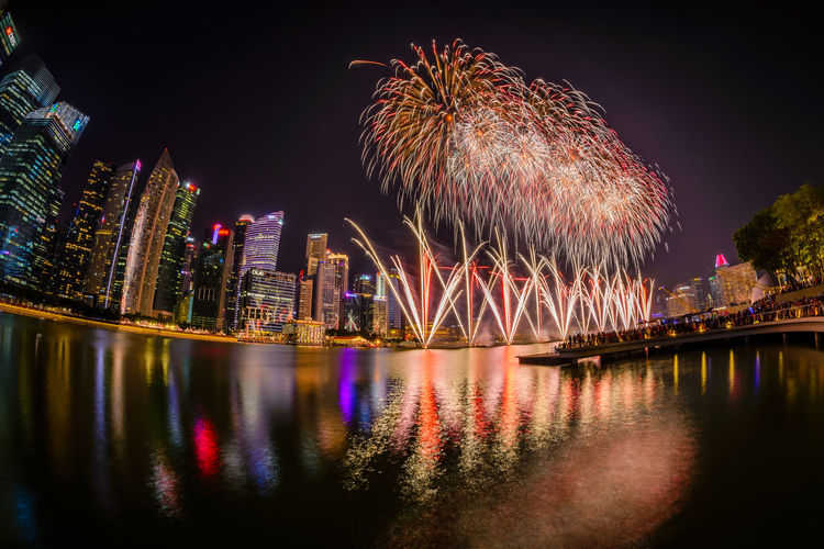 Fireworks performance for national day sg 54, bayfront south private jetty