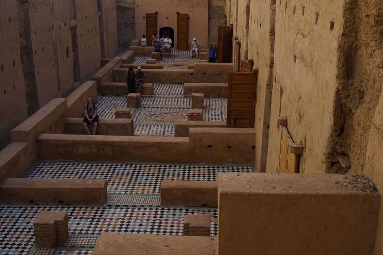 El badii palace ruins with the geometric pattern ceramic floor