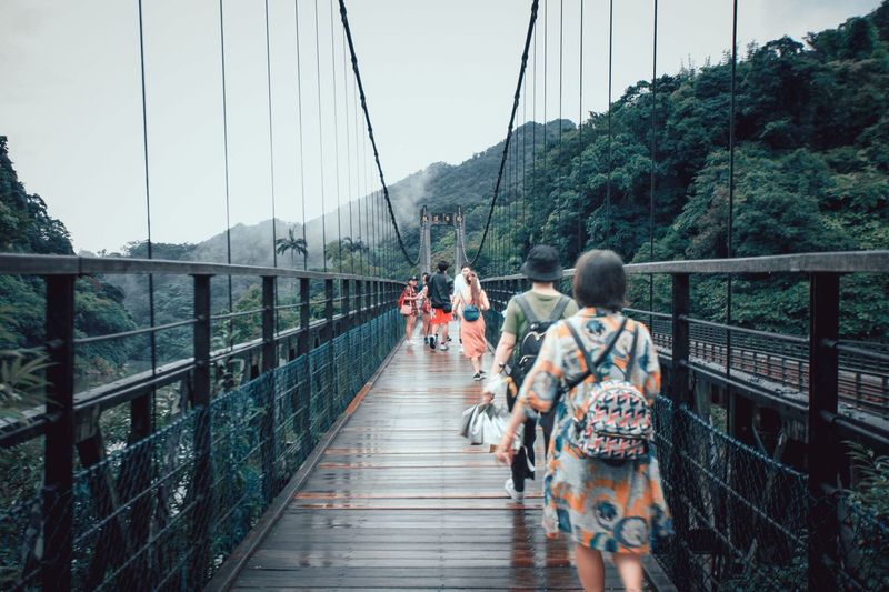 Wooden bridge in shifen waterfalls 