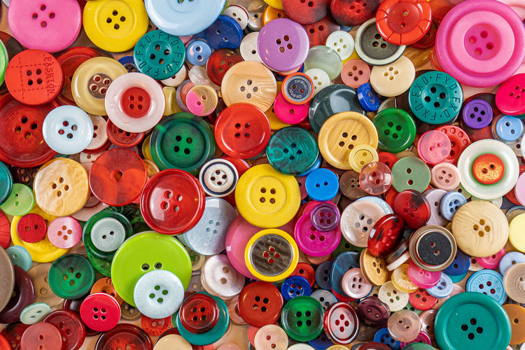 Full frame shot of multi colored buttons