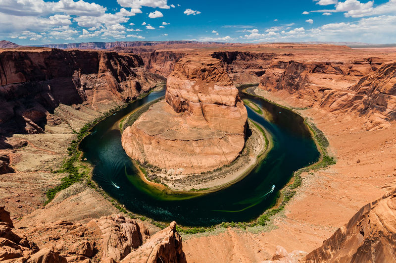 Scenic view of horseshoe bend against sky