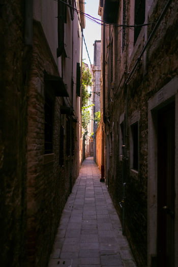 Narrow alley along buildings