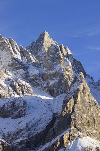 Pale di san martino. dolomites unesco italy. scenic view of snowcapped mountains against sky.