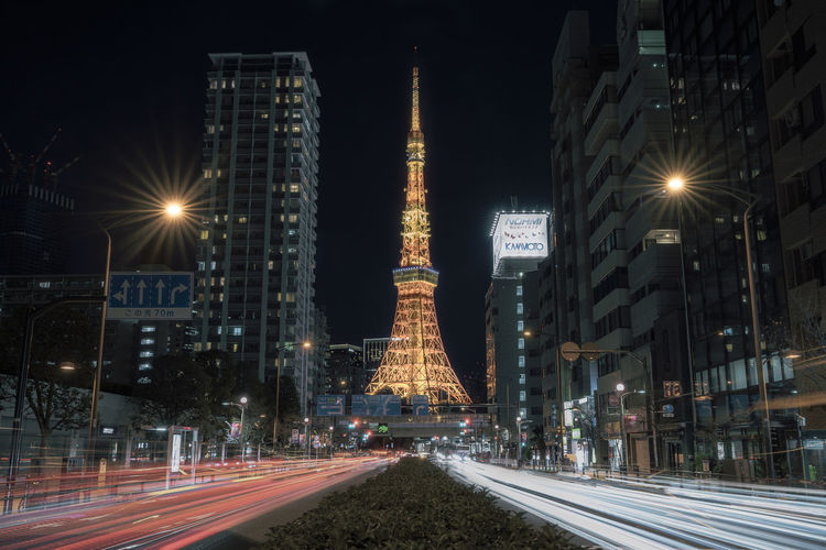 Tokyo tower long exposure shot in the night,