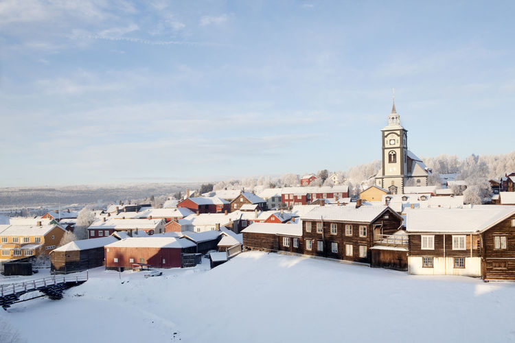 View of town at winter