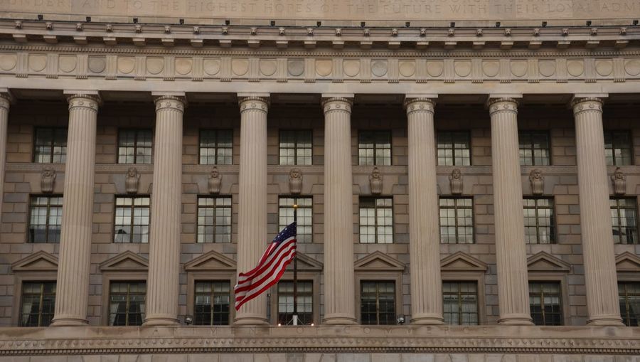 View of flag on building