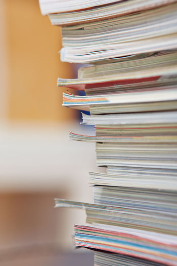 Close-up of stacked books