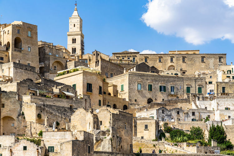 Typical buildings and houses of sasso caveoso district in matera, basilicata, italy