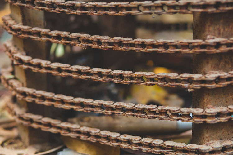 Old rusty vintage bike chain