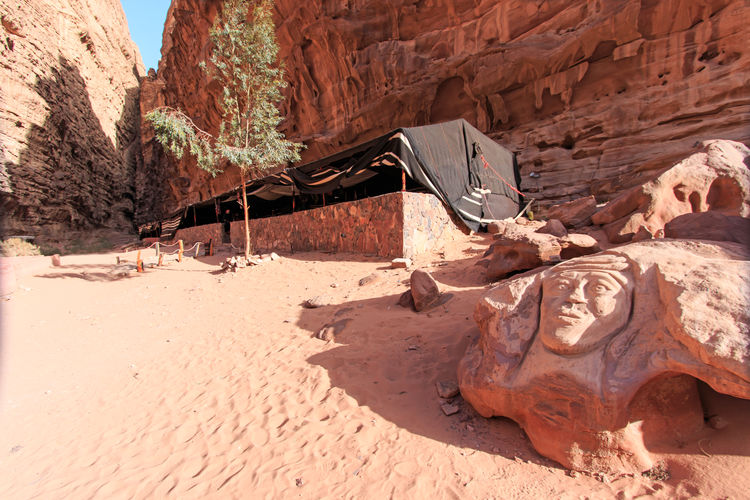 Stone carving at desert