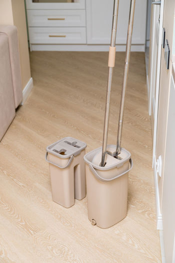 Modern buckets with mops. cleaning of premises.